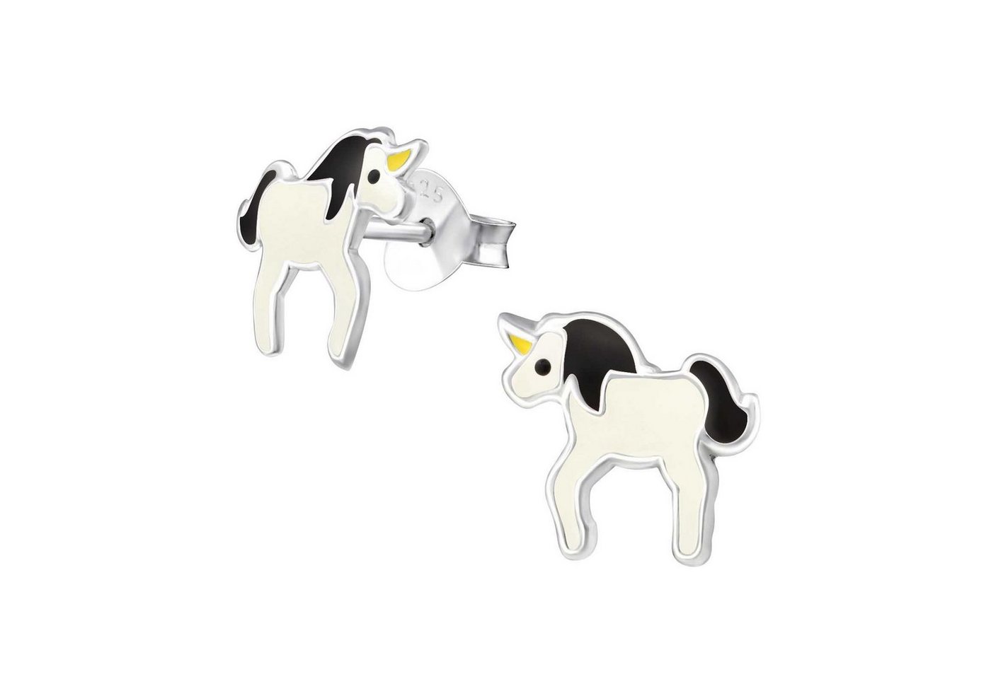 schmuck23 Paar Ohrstecker Kinder Ohrringe Einhorn 925 Silber, Kinderschmuck Mädchen Geschenk echte Silberohrringe von schmuck23