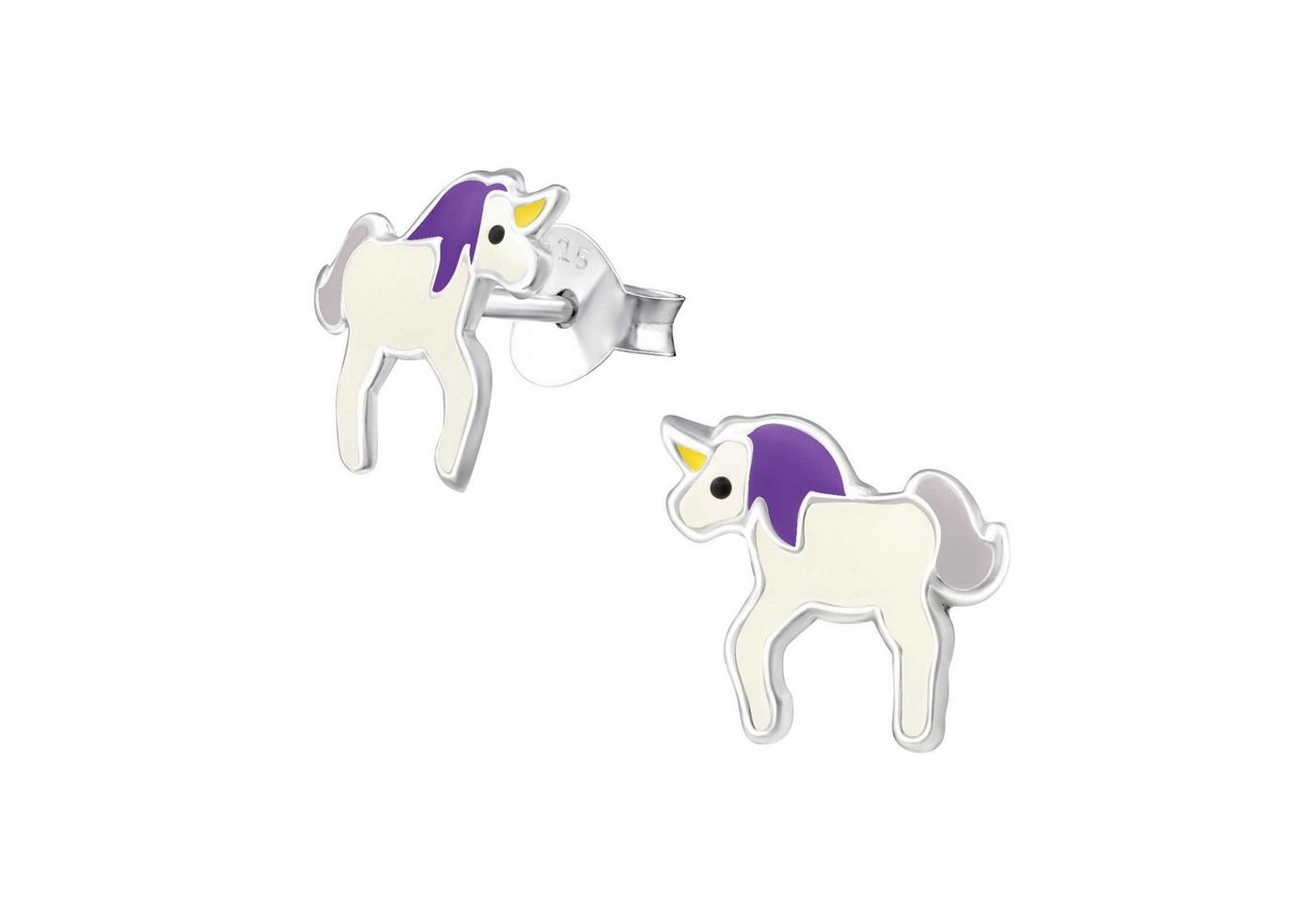 schmuck23 Paar Ohrstecker Kinder Ohrringe Einhorn 925 Silber, Kinderschmuck Mädchen Geschenk echte Silberohrringe von schmuck23