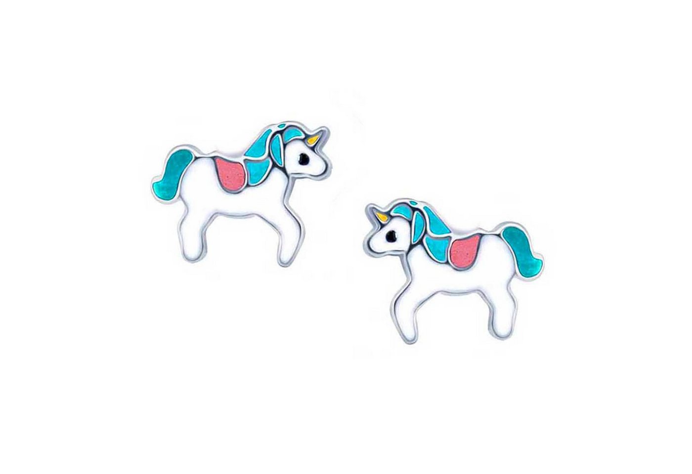 schmuck23 Paar Ohrstecker Kinder Ohrringe Einhorn 925 Silber, Kinderschmuck Mädchen Geschenk echte Silberohrringe von schmuck23