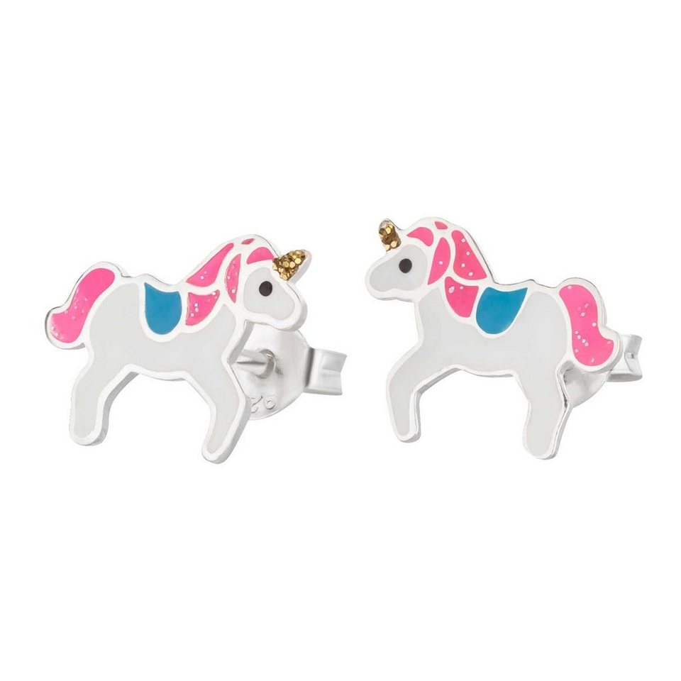 schmuck23 Paar Ohrstecker Kinder Ohrringe Einhorn 925 Silber, Kinderschmuck Mädchen Geschenk echte Silberohrringe von schmuck23