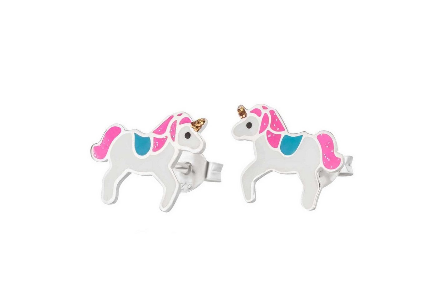 schmuck23 Paar Ohrstecker Kinder Ohrringe Einhorn 925 Silber, Kinderschmuck Mädchen Geschenk echte Silberohrringe von schmuck23