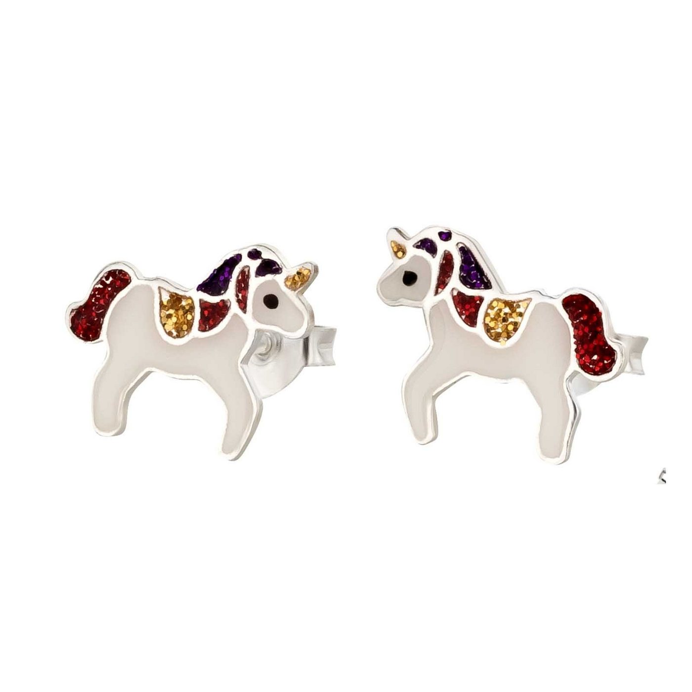 schmuck23 Paar Ohrstecker Kinder Ohrringe Einhorn 925 Silber, Kinderschmuck Mädchen Geschenk echte Silberohrringe von schmuck23