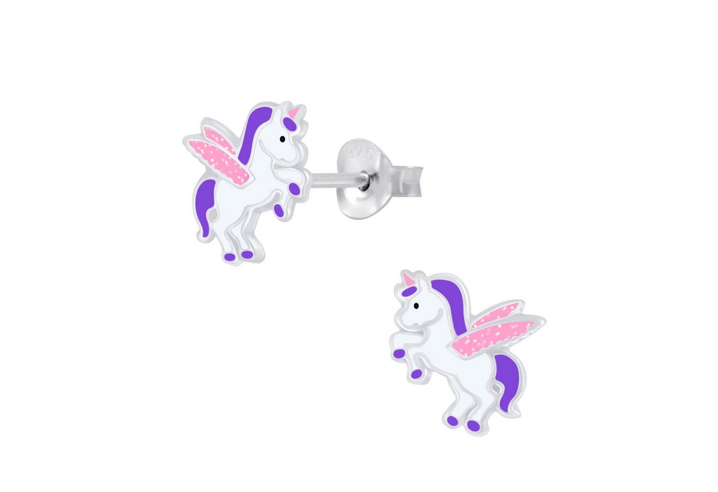 schmuck23 Paar Ohrstecker Kinder Ohrringe Einhorn 925 Silber, Kinderschmuck Mädchen Geschenk echte Silberohrringe von schmuck23