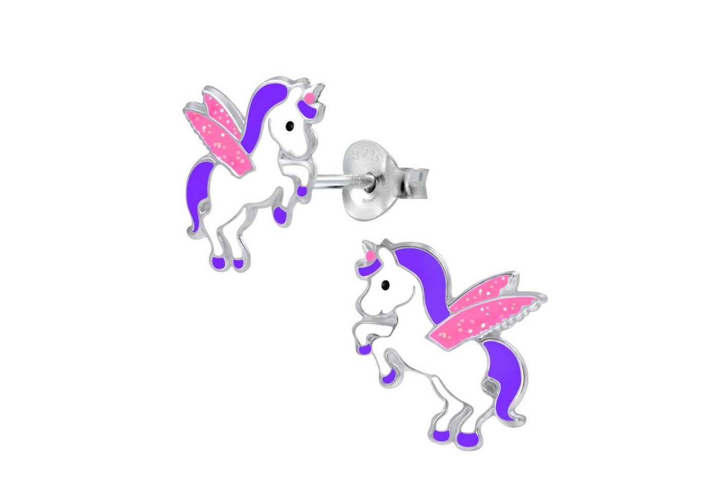 schmuck23 Paar Ohrstecker Kinder Ohrringe Einhorn 925 Silber, Kinderschmuck Mädchen Geschenk echte Silberohrringe von schmuck23