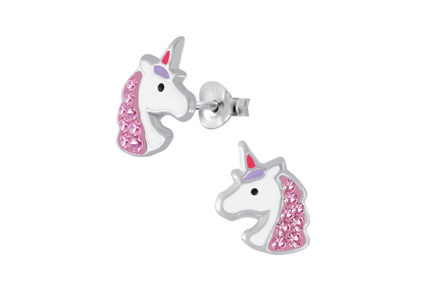 schmuck23 Paar Ohrstecker Kinder Ohrringe Einhorn 925 Silber, Kinderschmuck Mädchen Geschenk echte Silberohrringe von schmuck23