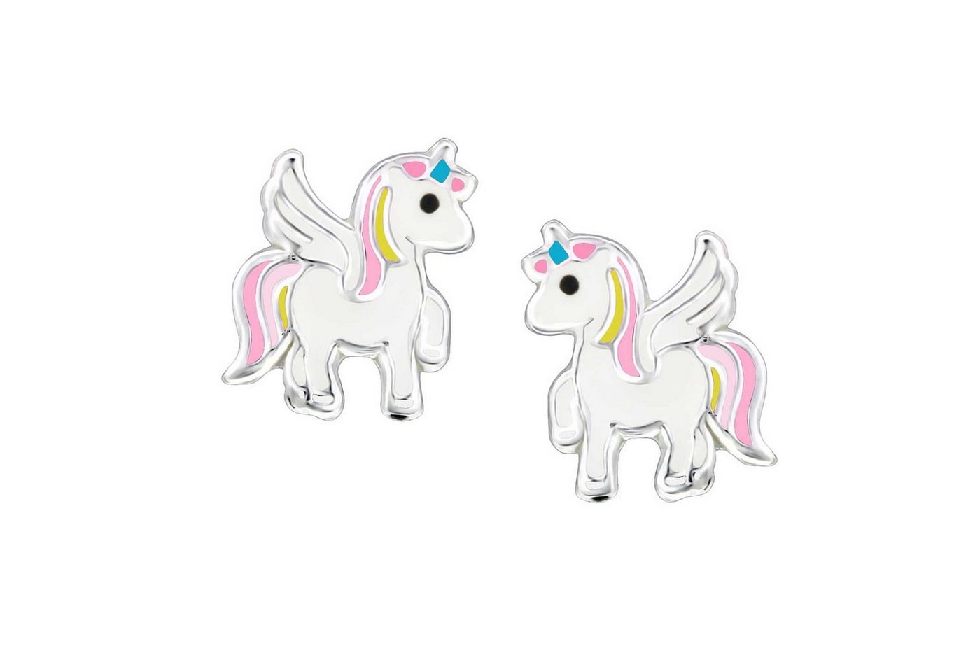 schmuck23 Paar Ohrstecker Kinder Ohrringe Einhorn Pferd 925 Silber, Kinderschmuck Mädchen Geschenk von schmuck23