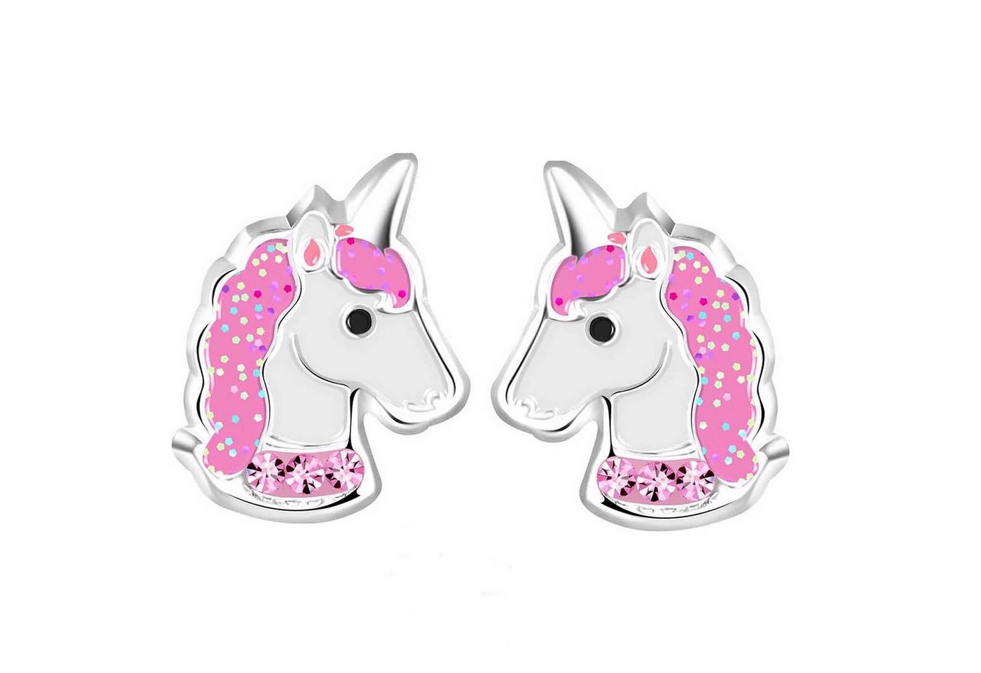 schmuck23 Paar Ohrstecker Kinder Ohrringe Einhorn Pferd 925 Silber, Kinderschmuck Mädchen Geschenk von schmuck23