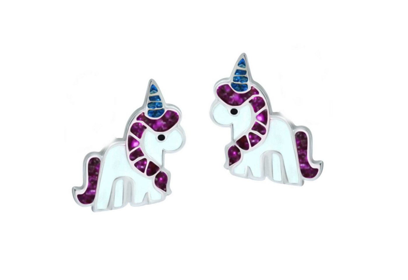 schmuck23 Paar Ohrstecker Kinder Ohrringe Einhorn Pferd 925 Silber, Kinderschmuck Mädchen von schmuck23