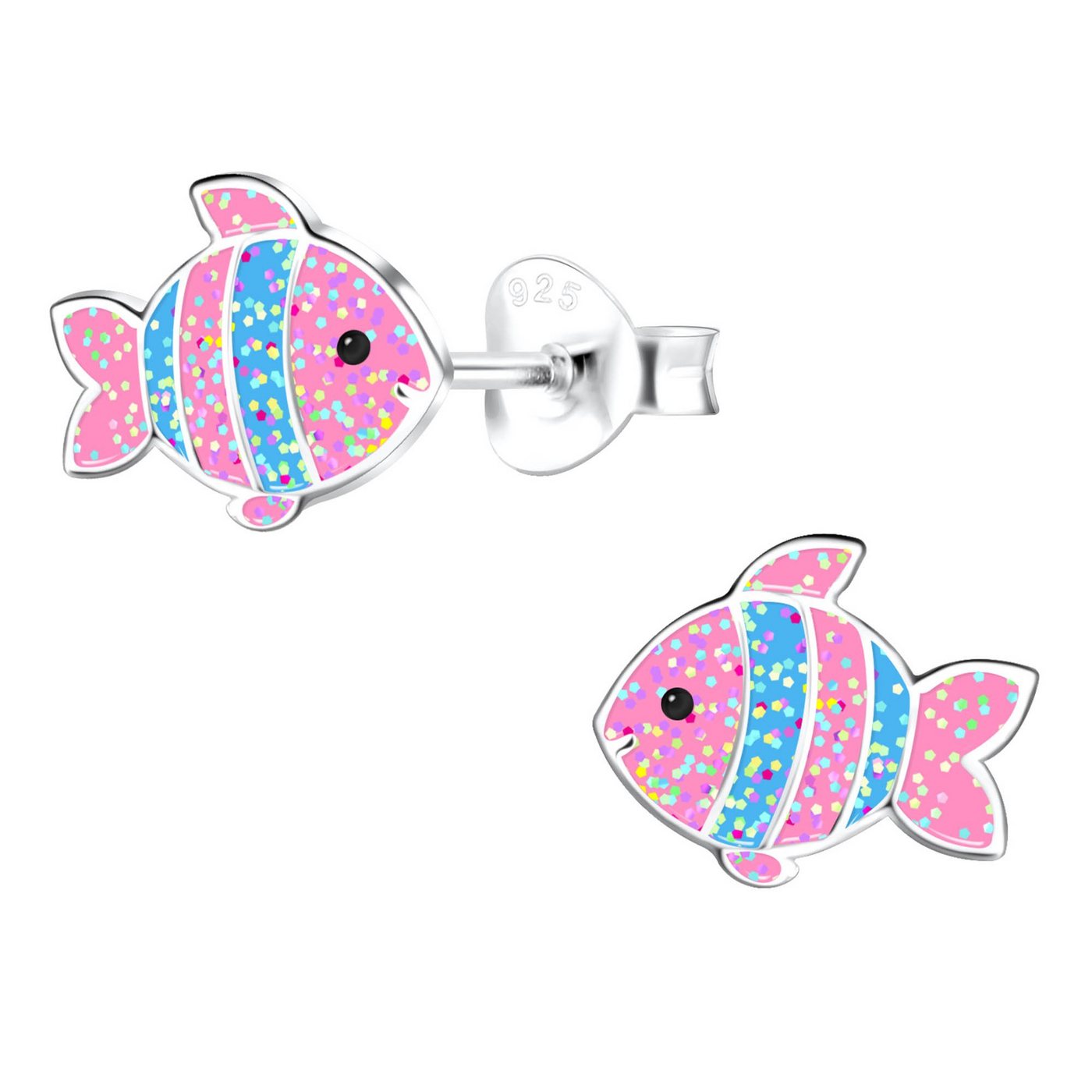 schmuck23 Paar Ohrstecker Kinder Ohrringe Fisch 925 Silber Mädchen Ohrstecker, Mädchen Kinderschmuck echte Silberohrringe, Sicherheitsverschluss von schmuck23