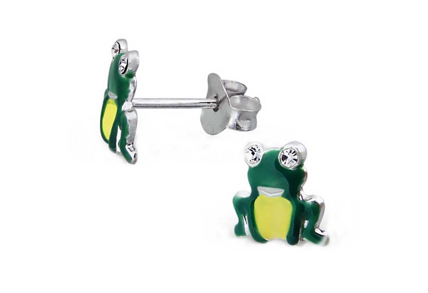 schmuck23 Paar Ohrstecker Kinder Ohrringe Frosch 925 Silber, Kinderschmuck Mädchen Geschenk echte Silberohrringe von schmuck23