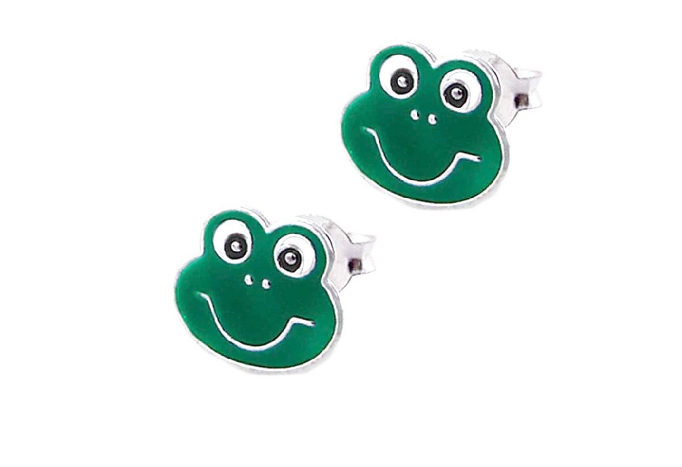 schmuck23 Paar Ohrstecker Kinder Ohrringe Frosch 925 Silber Mädchen Ohrstecker, Mädchen Kinderschmuck echte Silberohrringe, Sicherheitsverschluss von schmuck23