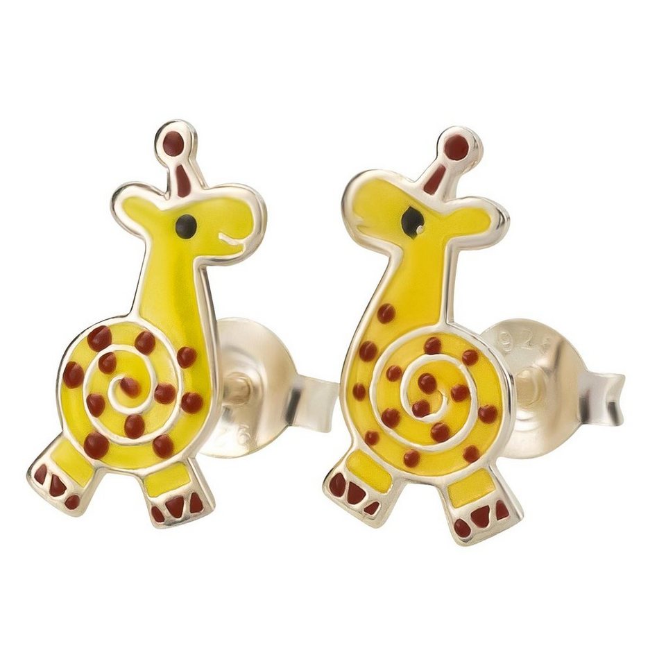 schmuck23 Paar Ohrstecker Kinder Ohrringe Giraffe 925 Silber, Kinderschmuck Mädchen Geschenk echte Silberohrringe von schmuck23