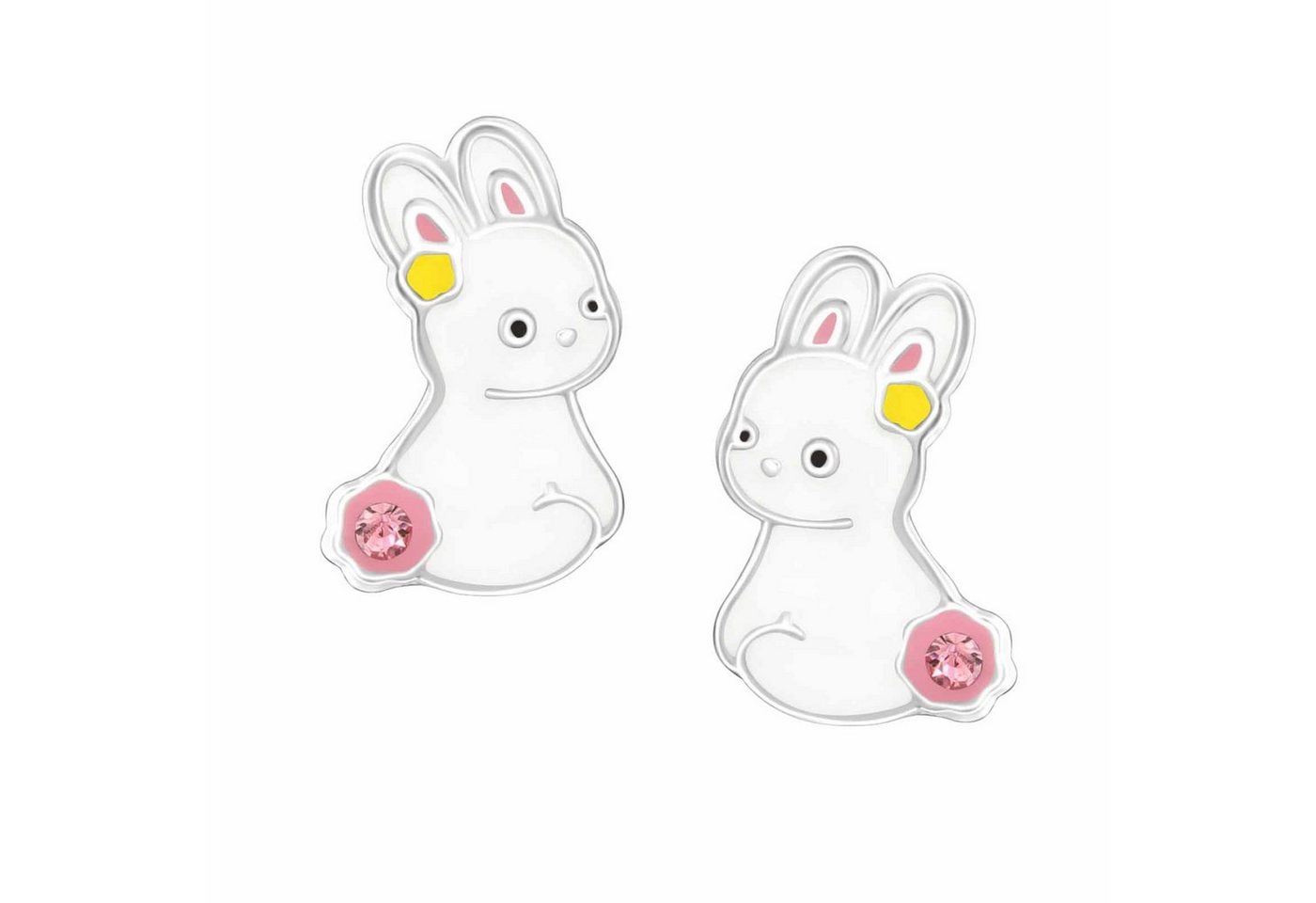 schmuck23 Paar Ohrstecker Kinder Ohrringe Hase Ostern 925 Silber, Kinderschmuck Mädchen Geschenk echte Silberohrringe von schmuck23