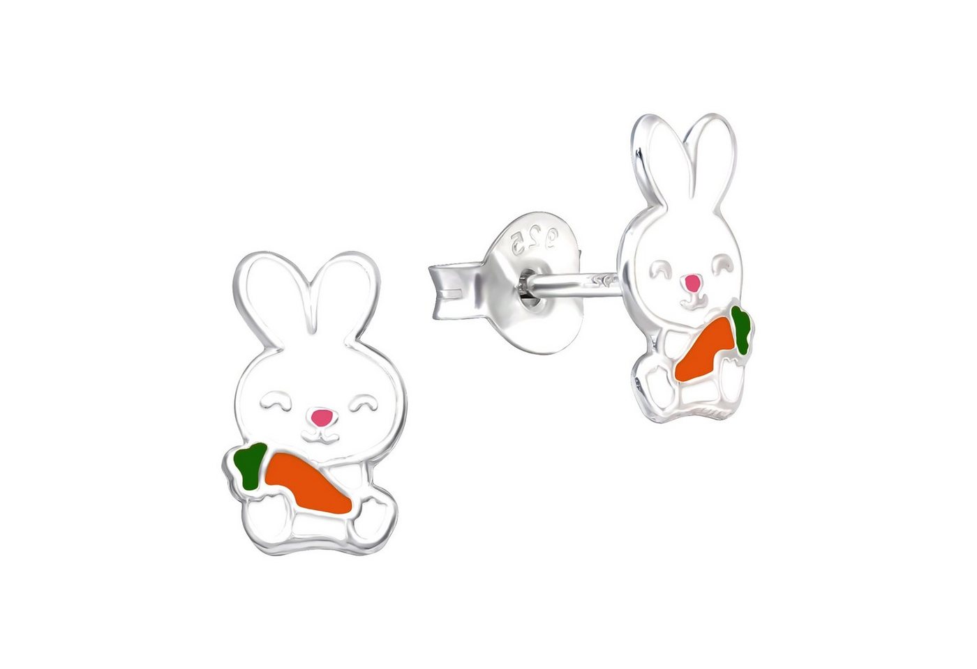 schmuck23 Paar Ohrstecker Kinder Ohrringe Hase Ostern 925 Silber Mädchen Ohrstecker, Mädchen Kinderschmuck echte Silberohrringe, Sicherheitsverschluss von schmuck23