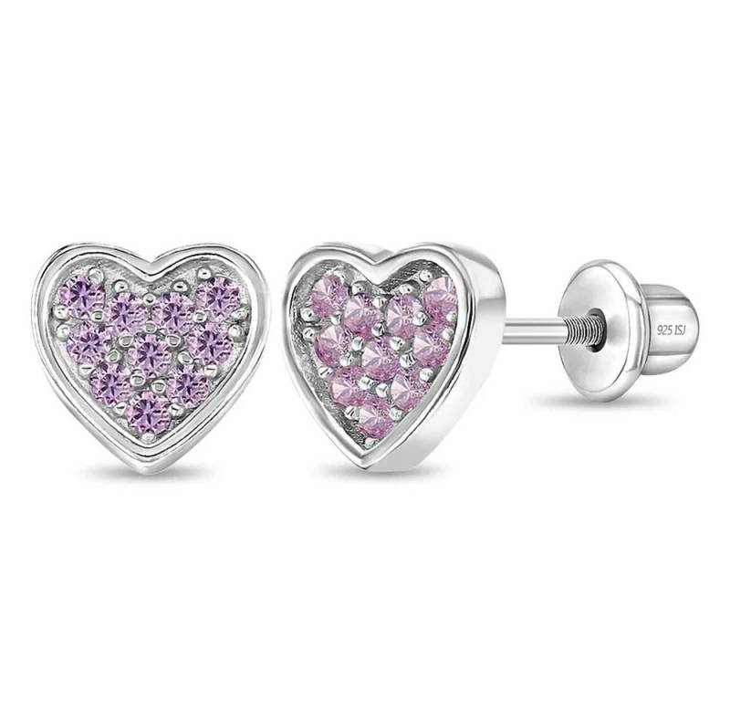 schmuck23 Paar Ohrstecker Kinder Ohrringe Herz Zirkonia 925 Silber (Geschenkset), incl. Schraubverschluss von schmuck23