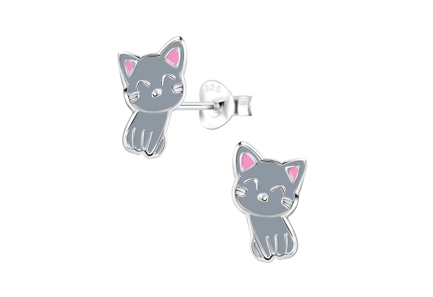 schmuck23 Paar Ohrstecker Kinder Ohrringe Katze 925 Silber, Kinderschmuck, Mädchen, Geschenk von schmuck23