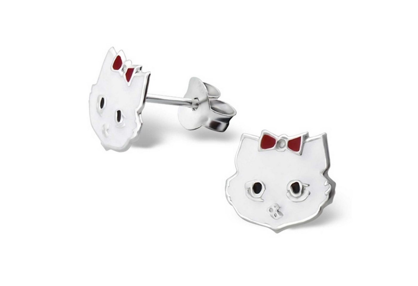 schmuck23 Paar Ohrstecker Kinder Ohrringe Katze 925 Silber, Kinderschmuck Mädchen Geschenk echte Silberohrringe von schmuck23