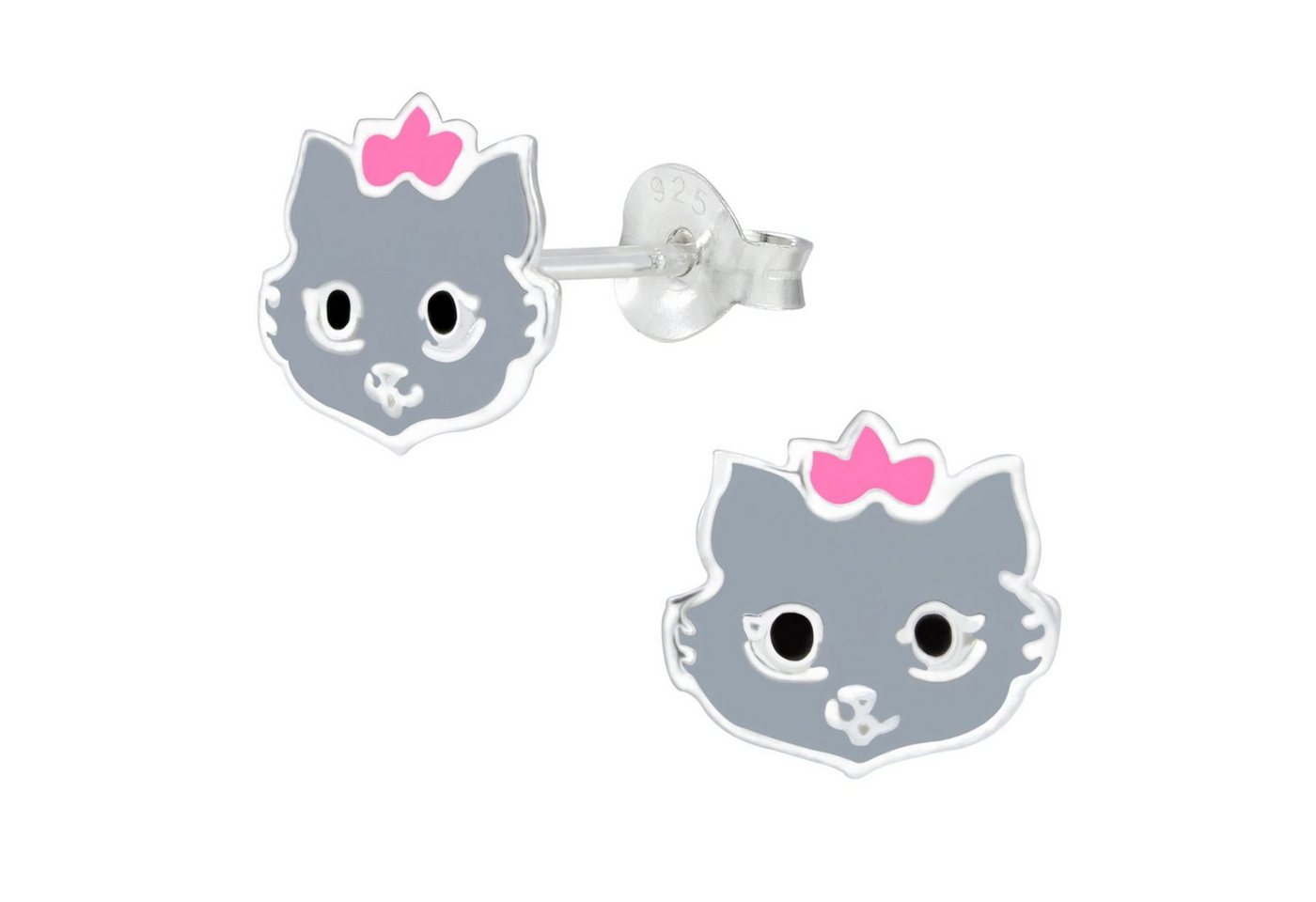 schmuck23 Paar Ohrstecker Kinder Ohrringe Katze 925 Silber, Mädchen Kinderschmuck von schmuck23