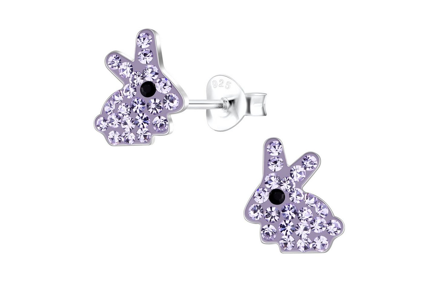 schmuck23 Paar Ohrstecker Kinder Ohrringe Kristall Hase 925 Silber, Mädchen, echt, Sterling Silber, Ostern von schmuck23