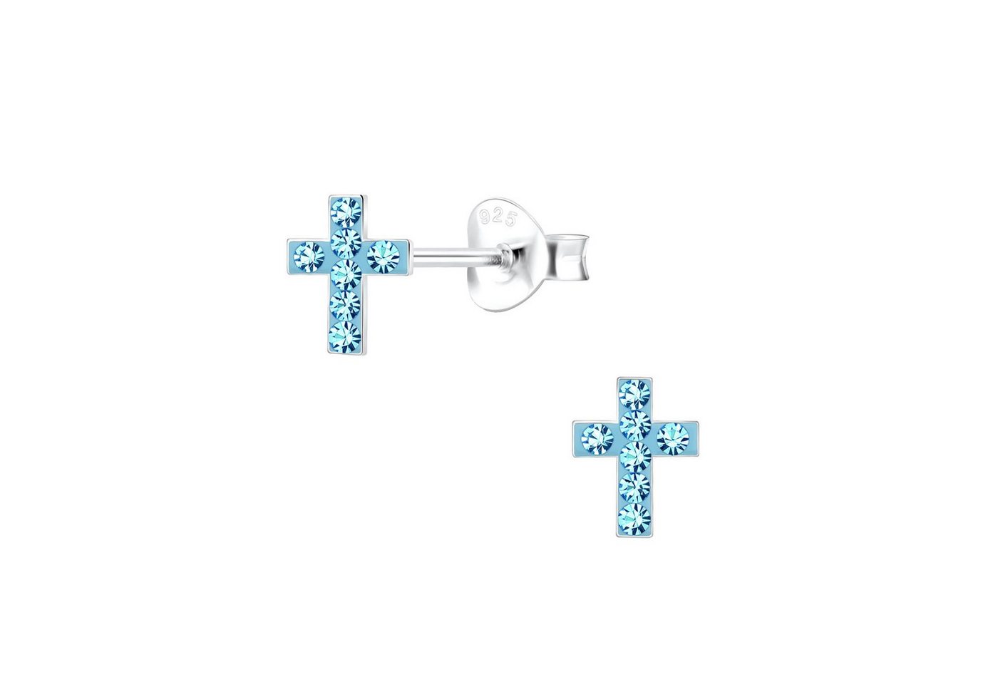 schmuck23 Paar Ohrstecker Kinder Ohrringe Kristall Kreuz 925 Silber, Kinderohrringe, Damen, Mädchen, echt, Sterling Silber von schmuck23