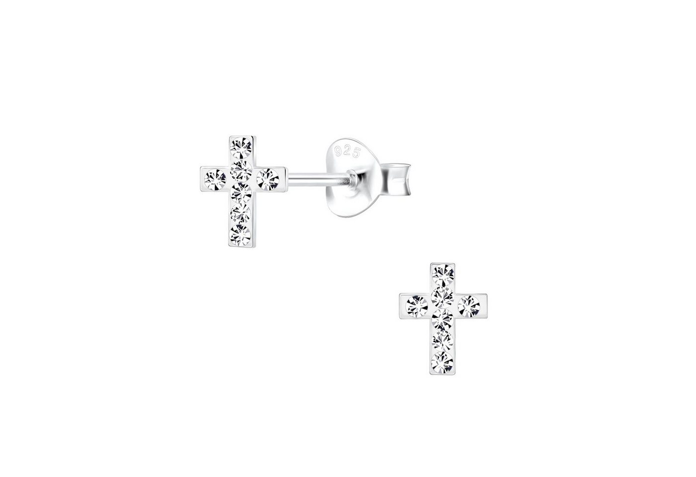 schmuck23 Paar Ohrstecker Kinder Ohrringe Kristall Kreuz 925 Silber, Sterling Silber von schmuck23