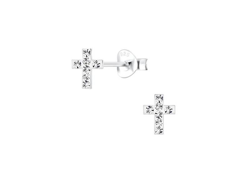 schmuck23 Paar Ohrstecker Kinder Ohrringe Kristall Kreuz 925 Silber, Sterling Silber von schmuck23