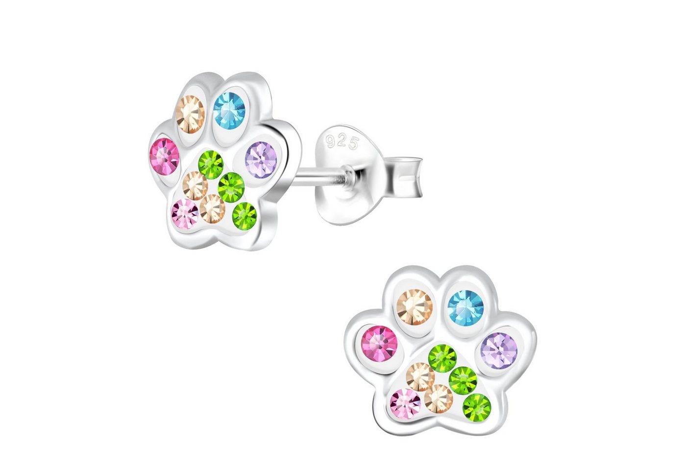 schmuck23 Paar Ohrstecker Kinder Ohrringe Kristall Pfote 925 Silber, Kinderschmuck von schmuck23