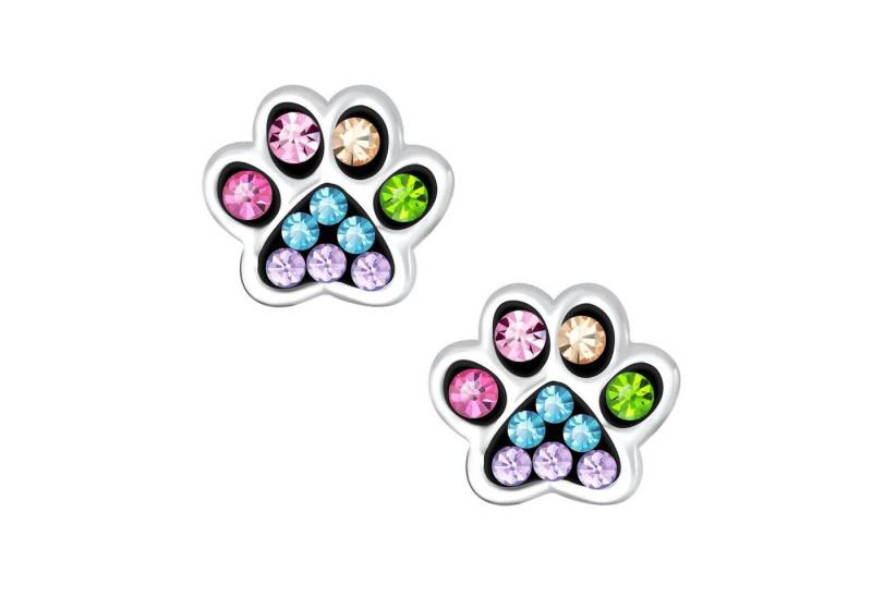 schmuck23 Paar Ohrstecker Kinder Ohrringe Kristall Pfote 925 Silber, Kinderschmuck von schmuck23