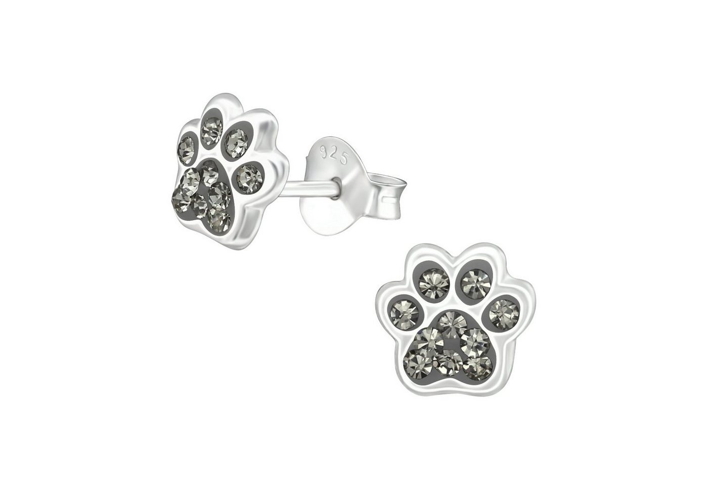 schmuck23 Paar Ohrstecker Kinder Ohrringe Kristall Pfote 925 Silber, Kinderschmuck von schmuck23