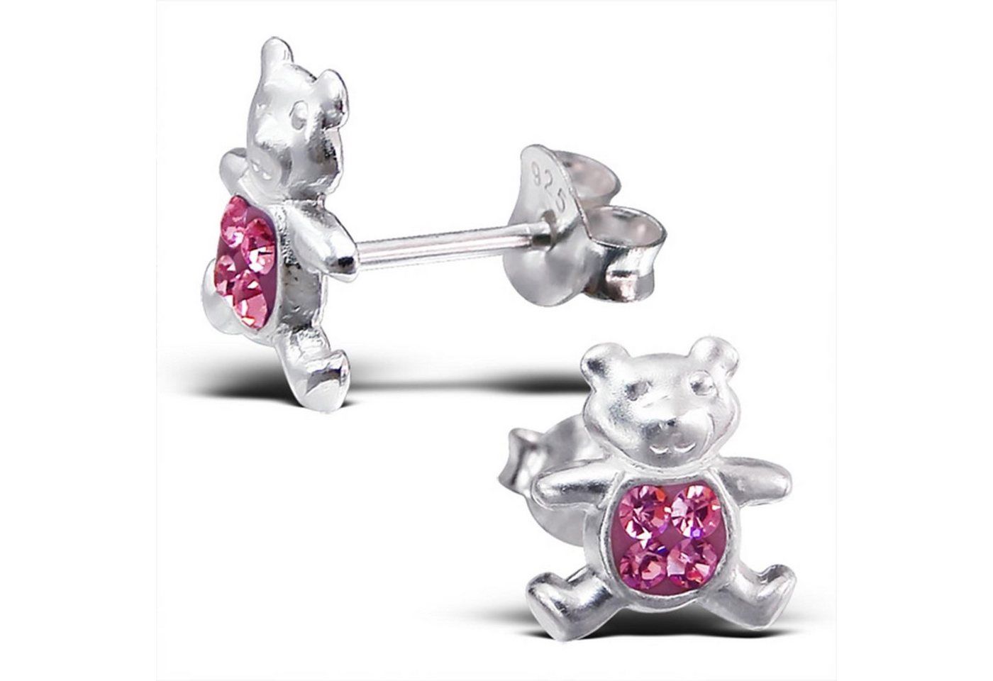 schmuck23 Paar Ohrstecker Kinder Ohrringe Kristall Teddy Bär 925 Silber, Kinderschmuck, Mädchen, Geschenk von schmuck23