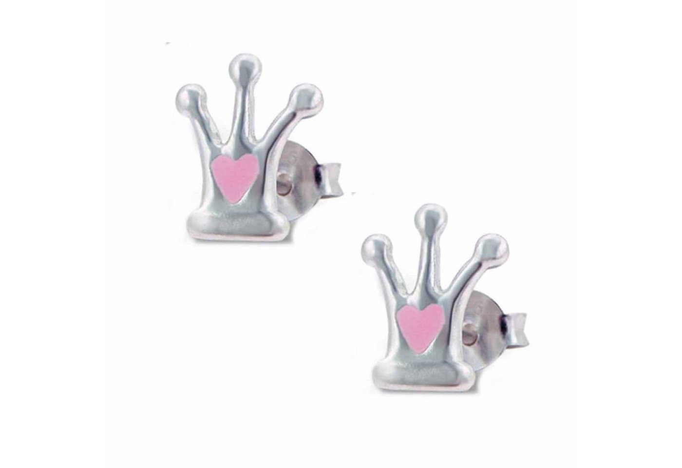 schmuck23 Paar Ohrstecker Kinder Ohrringe Krone Herz 925 Silber, Kinderschmuck Mädchen Geschenk echte Silberohrringe von schmuck23