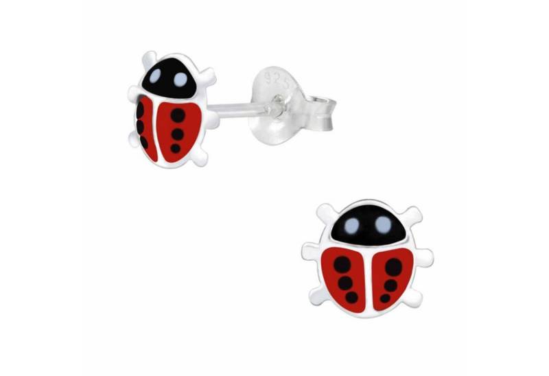 schmuck23 Paar Ohrstecker Kinder Ohrringe Marienkäfer Rot 925 Silber, Kinderschmuck Mädchen Geschenk echte Silberohrringe von schmuck23