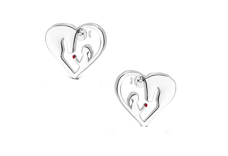 schmuck23 Paar Ohrstecker Kinder Ohrringe Pferd Liebe Herz 925 Silber Mädchen Ohrstecker, Mädchen Kinderschmuck echte Silberohrringe von schmuck23