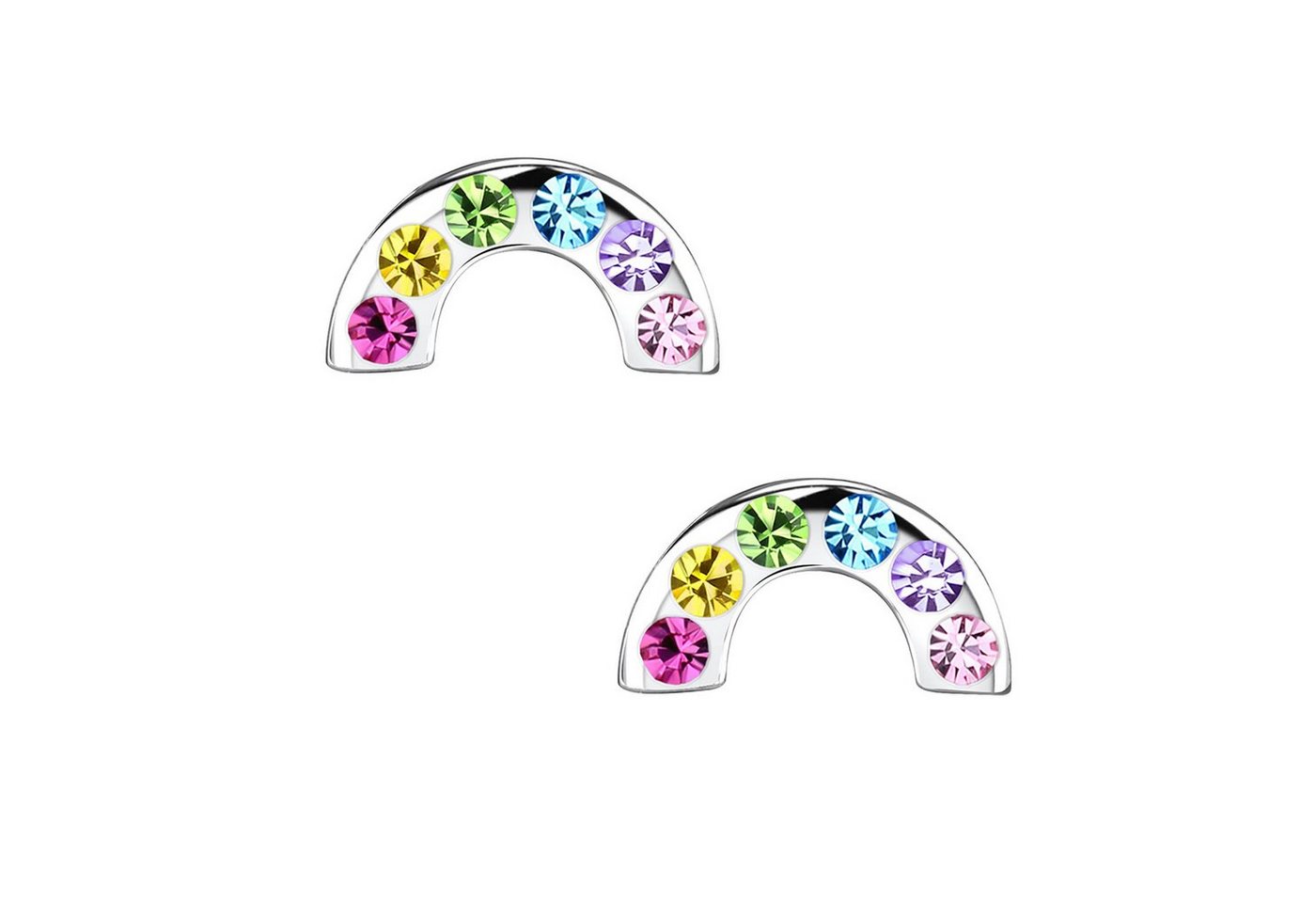 schmuck23 Paar Ohrstecker Kinder Ohrringe Regenbogen Kristalle 925 Silber, Sterling Silber von schmuck23