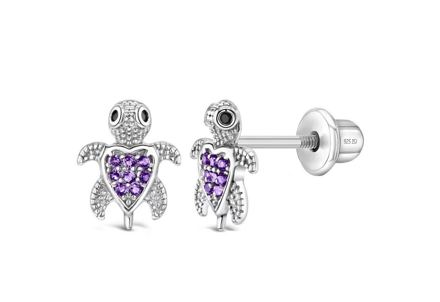 schmuck23 Paar Ohrstecker Kinder Ohrringe Schildkröte 925 Silber (Geschenkset), incl. Schraubverschluss von schmuck23