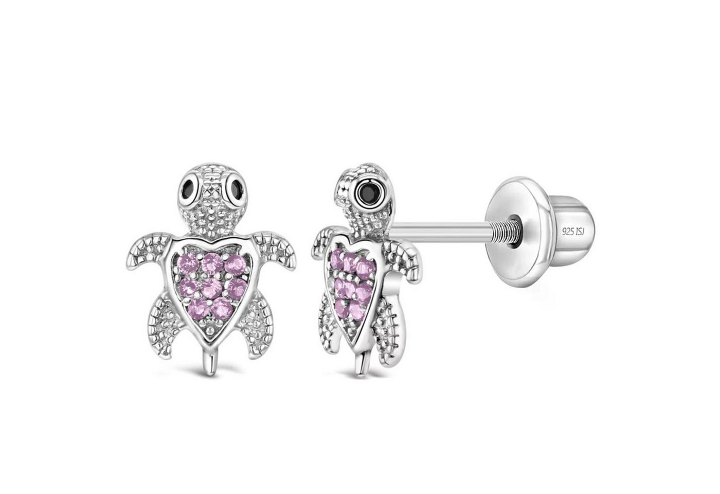 schmuck23 Paar Ohrstecker Kinder Ohrringe Schildkröte 925 Silber (Geschenkset), incl. Schraubverschluss von schmuck23