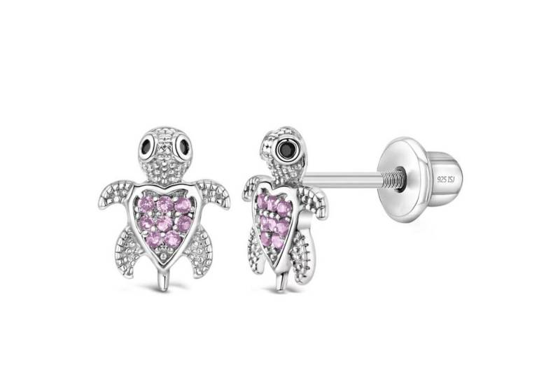 schmuck23 Paar Ohrstecker Kinder Ohrringe Schildkröte 925 Silber (Geschenkset), incl. Schraubverschluss von schmuck23