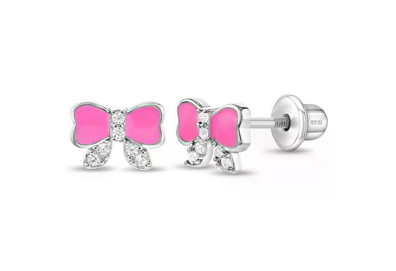 schmuck23 Paar Ohrstecker Kinder Ohrringe Schleife 925 Silber Zirkonia (Geschenkset), incl. Schraubverschluss von schmuck23