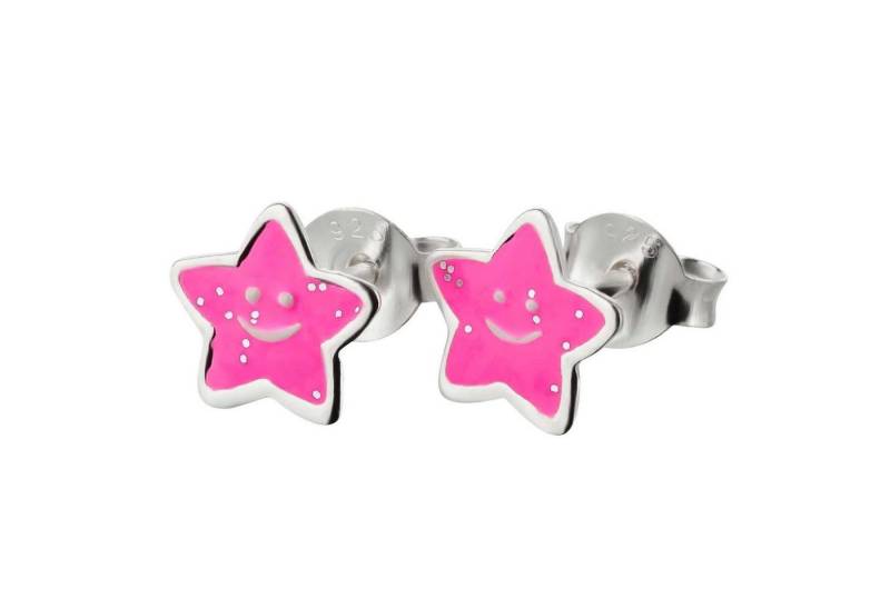 schmuck23 Paar Ohrstecker Kinder Ohrringe Stern Gesicht 925 Silber, Kinderschmuck Mädchen Geschenk echte Silberohrringe von schmuck23