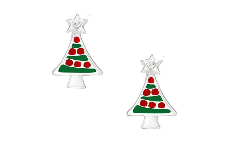 schmuck23 Paar Ohrstecker Ohrringe Weihnachten Nikolaus Baum 925 Silber (Set, Geschenkset aus 1 Paar Ohrringen), Mädchen Kinderohrringe Damen von schmuck23