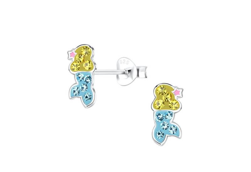 schmuck23 Paar Ohrstecker Kinderohrringe Meerjungfrau 925 Silber (Geschenkset), Mädchen Kinderschmuck 2 x Silikonverschluß extra von schmuck23