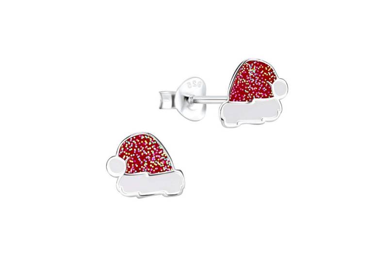 schmuck23 Paar Ohrstecker Ohrringe Weihnachten Nikolaus Mütze 925 Silber Kinder Damen (Geschenkset, Set aus 1 Paar Ohrringen), Kinderohrringe Nikolaus von schmuck23
