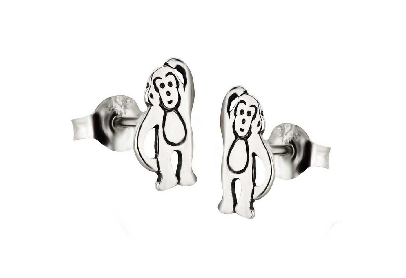 schmuck23 Paar Ohrstecker Ohrringe Affe 925 Silber, Kinderohrringe Mädchen Schmuck Geschenk von schmuck23