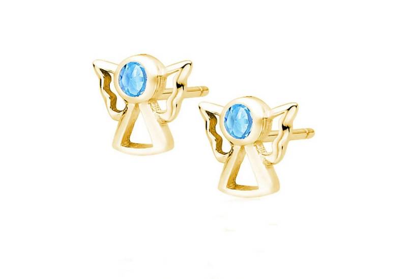 schmuck23 Paar Ohrstecker Ohrringe Engel Zirkonia 925 Silber vergoldet Kinderohrringe (Geschenkset), Mädchen Kinderschmuck 2 x Silikonverschluß extra von schmuck23