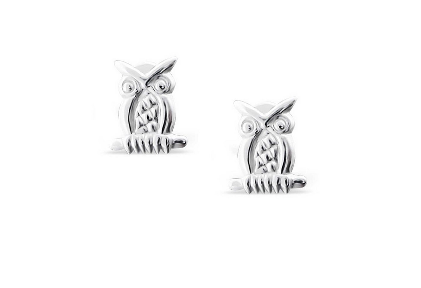 schmuck23 Paar Ohrstecker Ohrringe Eule auf Ast 925 Silber, Mädchen Geschenk echte Silberohrringe von schmuck23