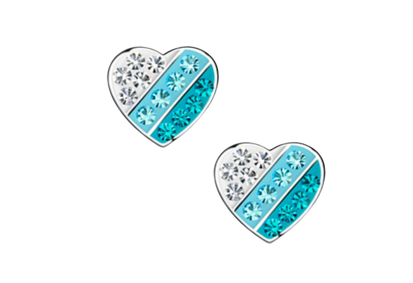 schmuck23 Paar Ohrstecker Ohrringe Herz 925 Silber Kinder Mädchen, bunte Kristalle von schmuck23