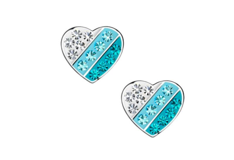 schmuck23 Paar Ohrstecker Ohrringe Herz 925 Silber Kinder Mädchen, bunte Kristalle von schmuck23