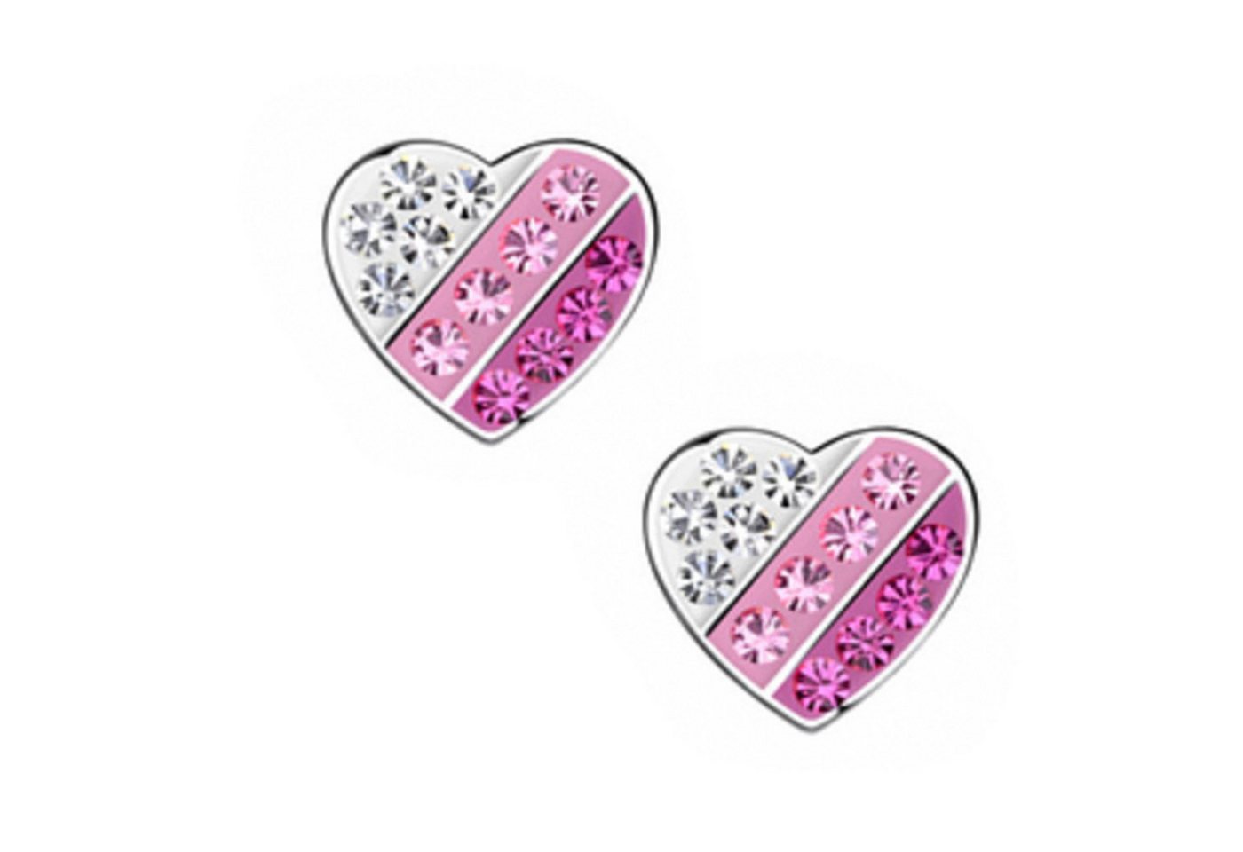 schmuck23 Paar Ohrstecker Ohrringe Herz 925 Silber Kinder Mädchen, bunte Kristalle von schmuck23