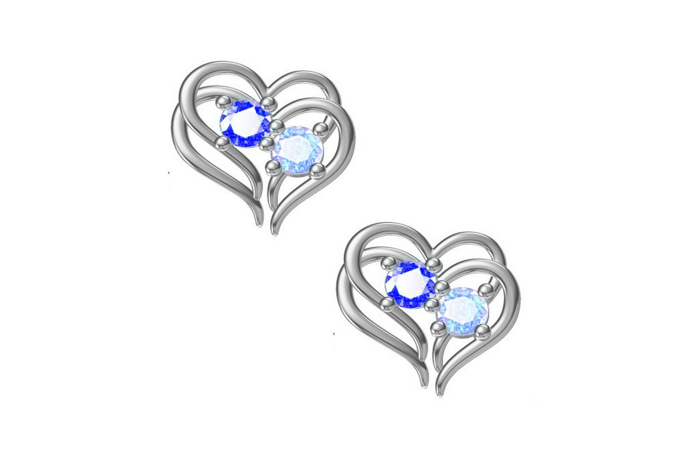 schmuck23 Paar Ohrstecker Ohrringe Herz Zirkonia 925 Silber (Geschenkset), 2x Silikonverschluß extra von schmuck23