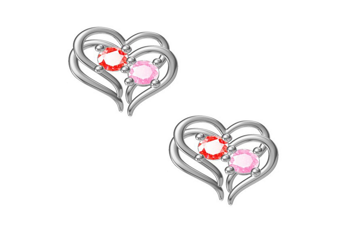 schmuck23 Paar Ohrstecker Ohrringe Herz Zirkonia 925 Silber (Geschenkset), 2x Silikonverschluß extra von schmuck23